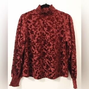 Maurice’s ruffled velour long-sleeve mock-neck blouse M